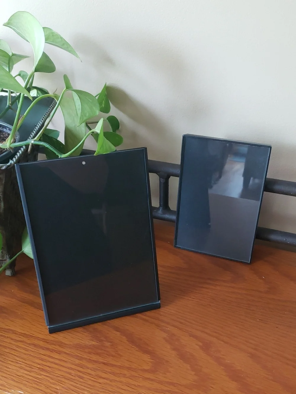 Modern Black Photo Frames - Set of 2- Coordinating 5x7 Tabletop & 4x6 Wall